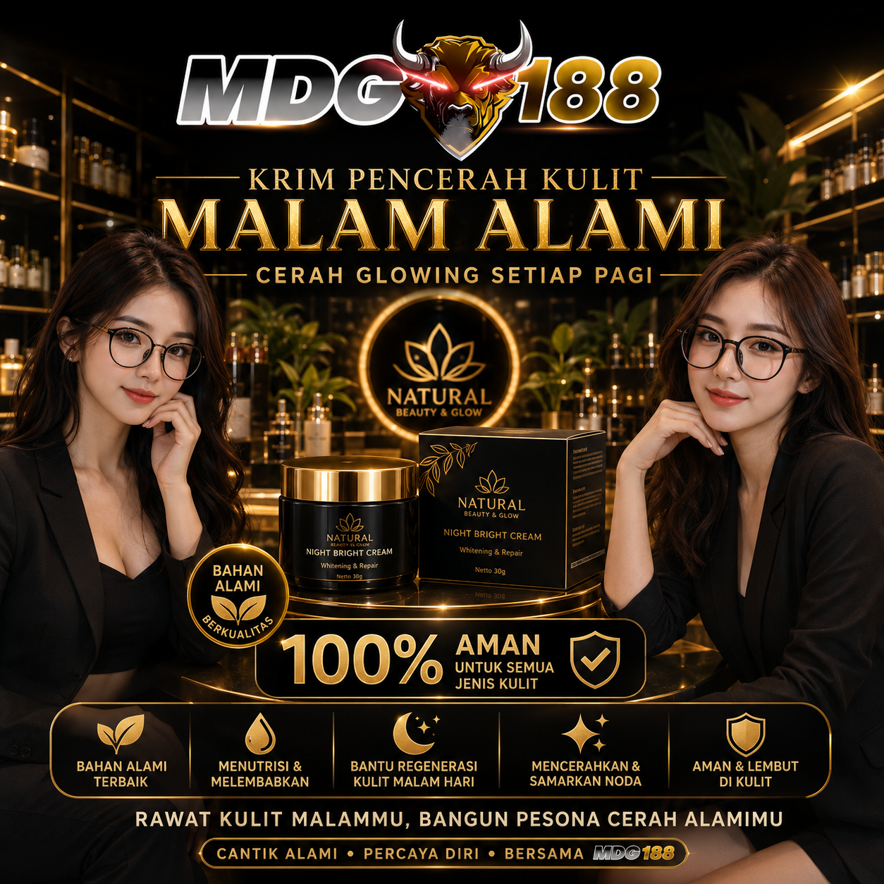 MDG188 | Krim Pencerah Kulit Malam dengan Asam Kojik Terbaik