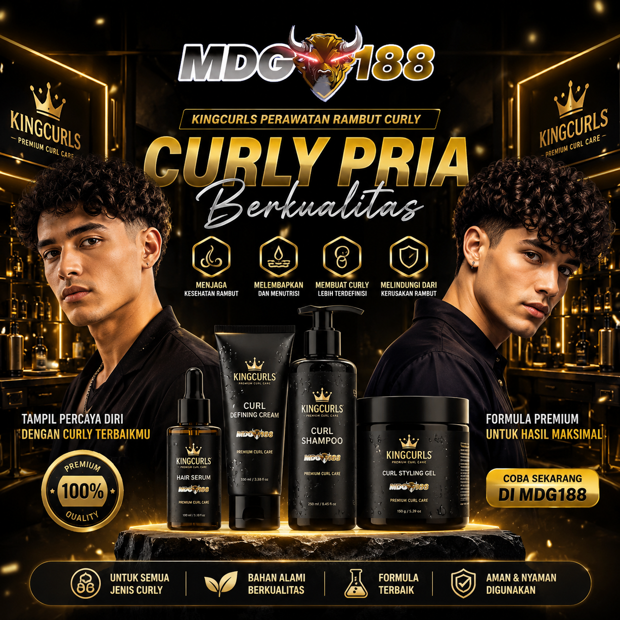 MDG188 KingCurls Perawatan Rambut Curly Pria Berkualitas