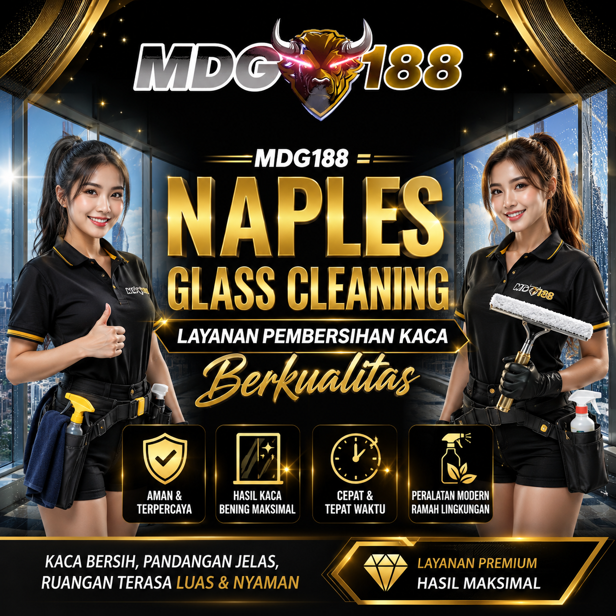 MDG188 Naples Glass Cleaning Layanan Pembersihan Kaca Berkualitas