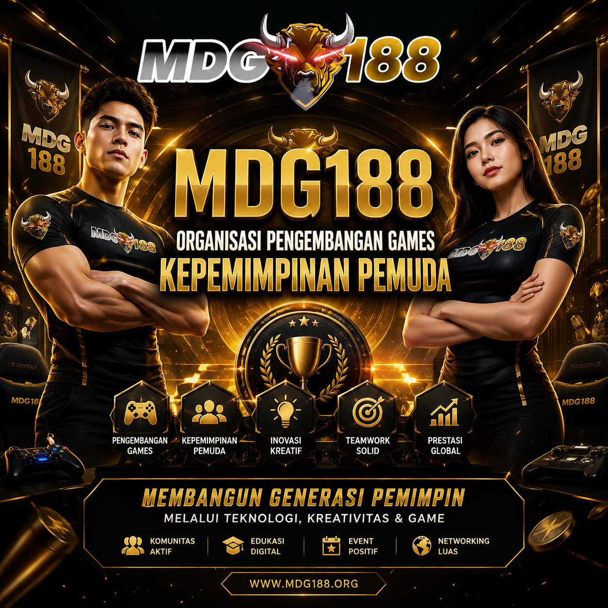 Thumbnail 1 of 3, Poster, Komunitas MDG188 untuk Generasi Muda - Organisasi Pengembangan Games Kepemimpinan Pemuda designed and shared by MDG188.