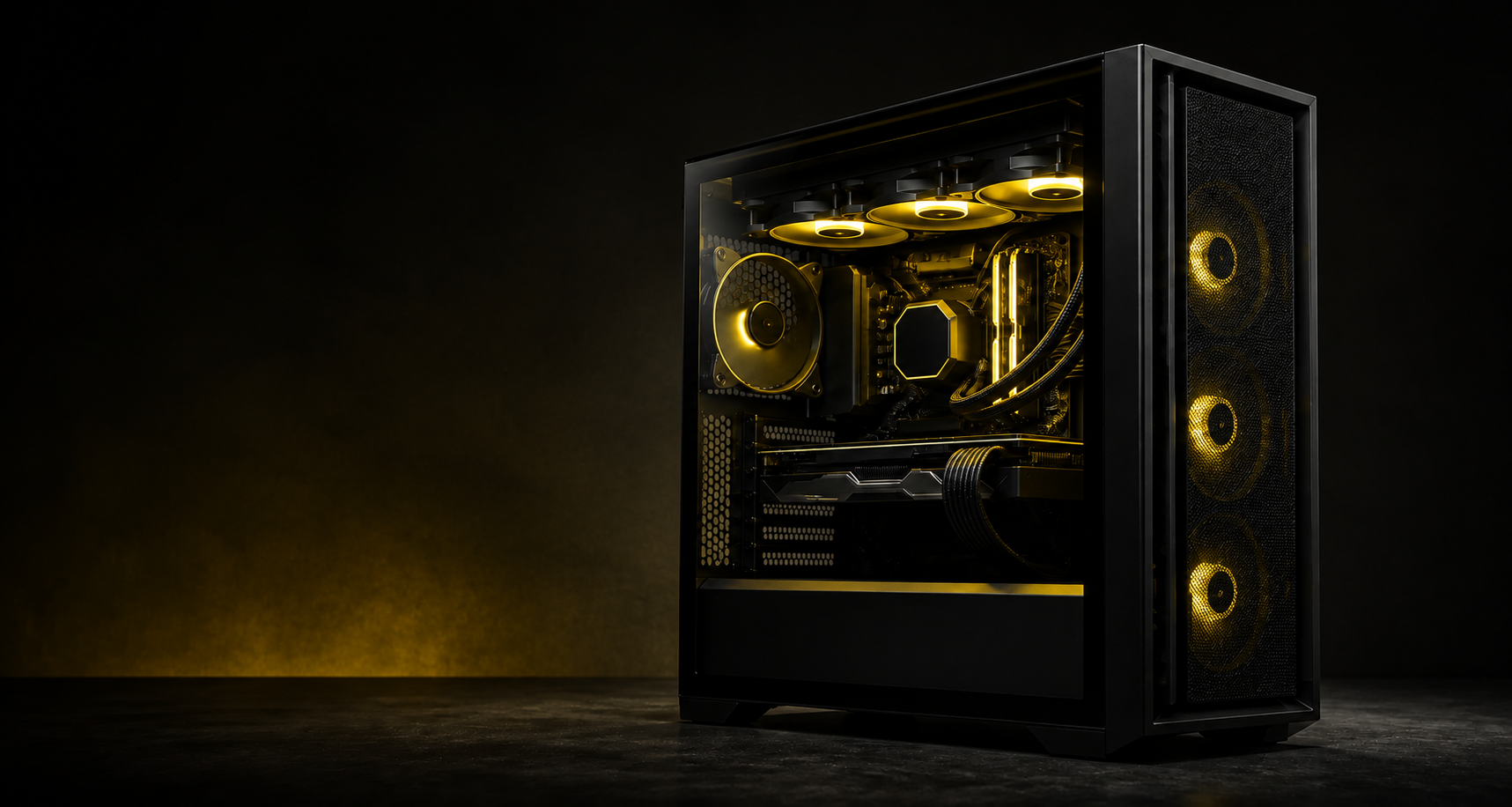 PC desktop TO288 dengan lampu aksen merah untuk review teknologi