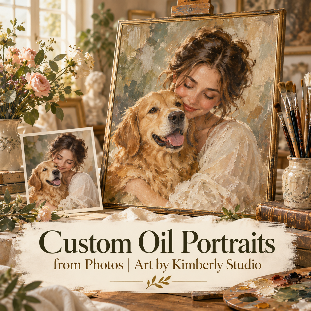 Area visual dekoratif untuk koleksi custom oil portrait Art by Kimberly Studio